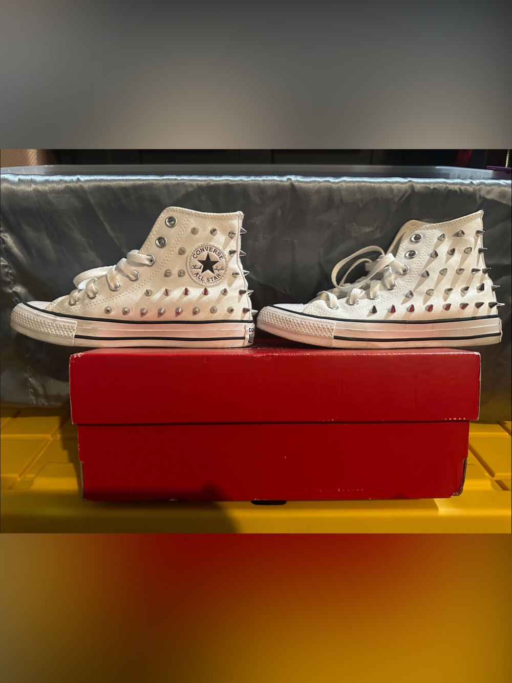 White Converse All Star High-Top Studded Sneakers